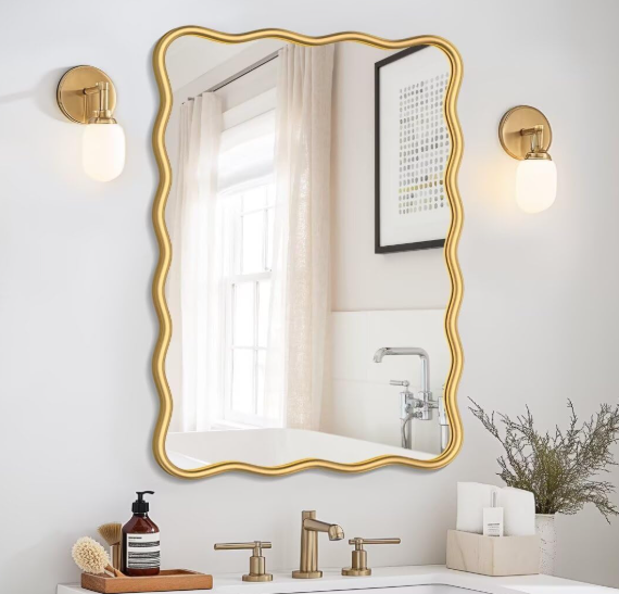 PROHOMEWARE 20 x28in Gold Bathroom Mirror