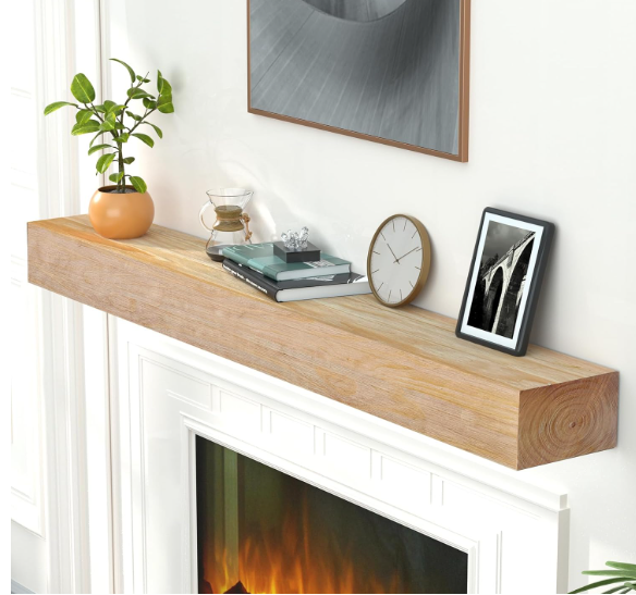 ROOMTEC Fireplace Mantel, 60 inch Wood Floating Fireplace Shelving, Aged Oak