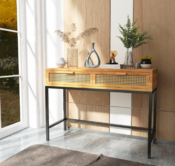 Rustic Console Table with 2 Drawers