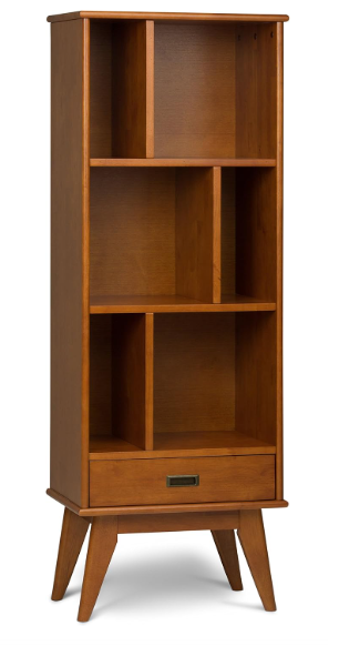 SIMPLIHOME Draper Solid Hardwood, Mid Century Modern Bookcase