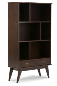 SIMPLIHOME Draper Solid Hardwood, Mid Century Modern Wide Bookcase