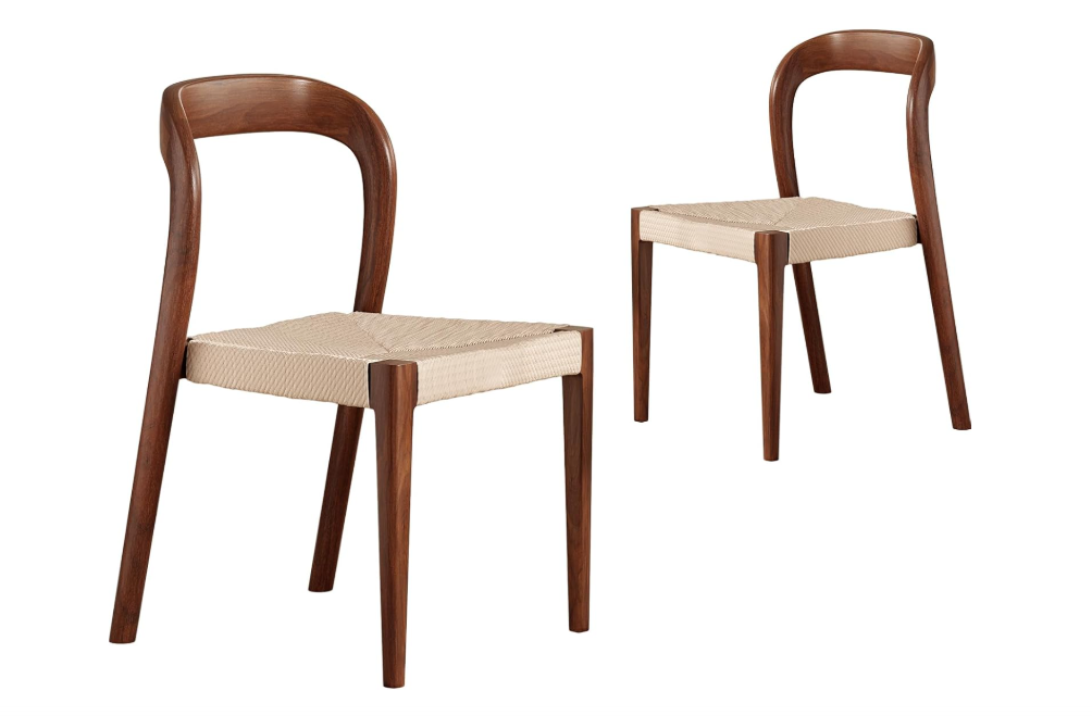 STARY Mid-Century Modern Ash Wood Dining Chairs, Fully Assembled