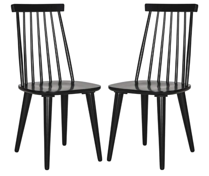 Safavieh American Homes Collection Burris Country Farmhouse Wood Black Spindle Side Chair (Set of 2)