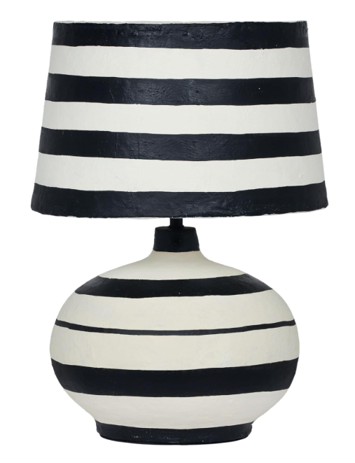 TOV Furniture Positano Black Striped Papier Mâché Table Lamp