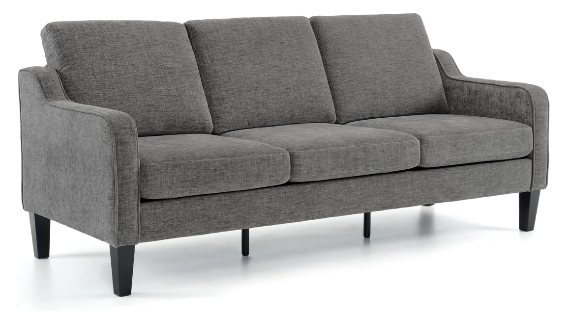 VINGLI 71 inch Mid-Century Modern Loveseat Sofa, Grey Chenille