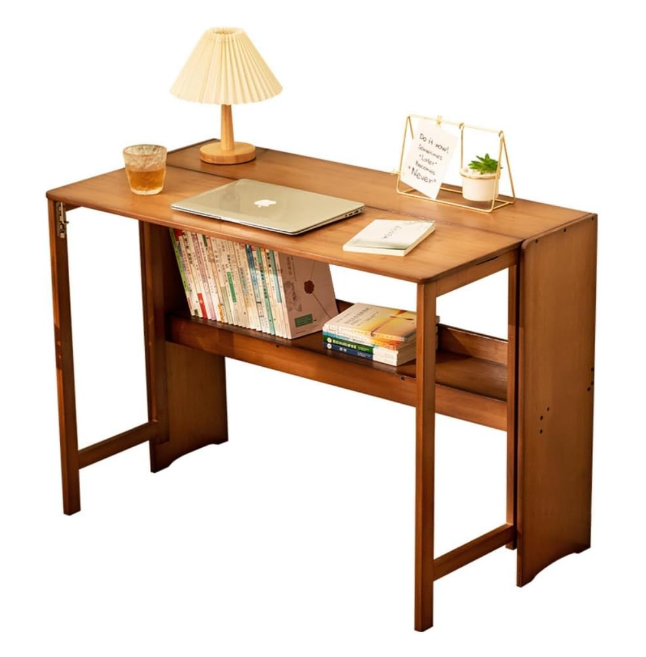 ZTO Store Folding Desk Simple Laptop Table for Home Office, Study, Tawny