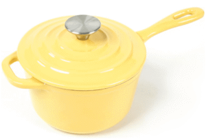Enameled cast iron mini saucepan with lid