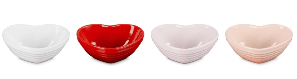 Le Creuset Stoneware Set of 4 Mini Heart Pinch Bowl