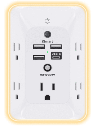 Multi plug outlet (4usb charging port) with night light