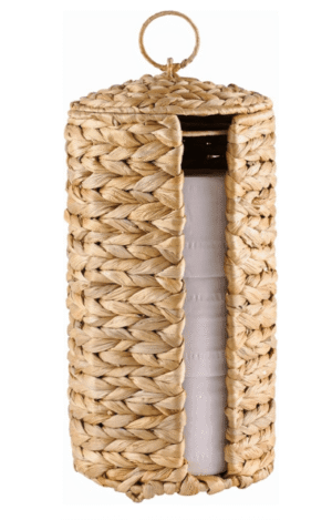Wicker toilet paper storage stand + lid
