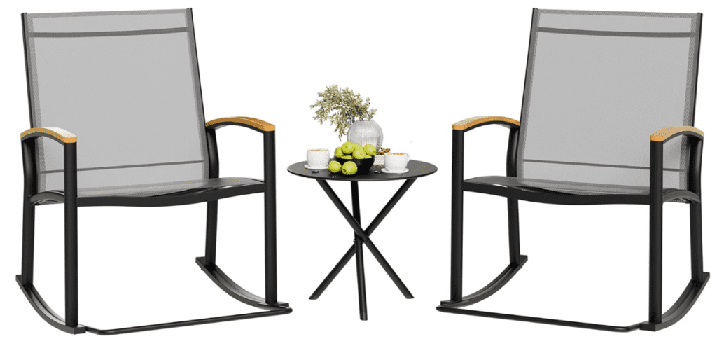 3 piece outdoor rocking bistro set