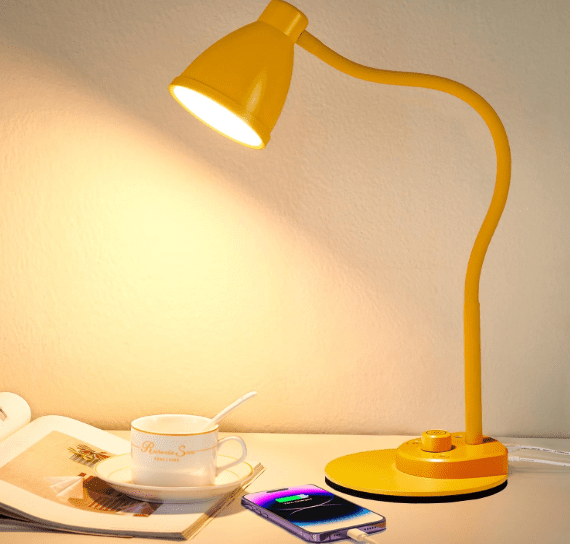 Bohon led flexible gooseneck desk lamp with usb charging port, 3 color modes