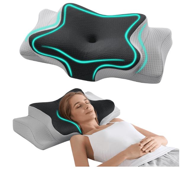 Ergonomic memory foam neck pillow with pillowcase