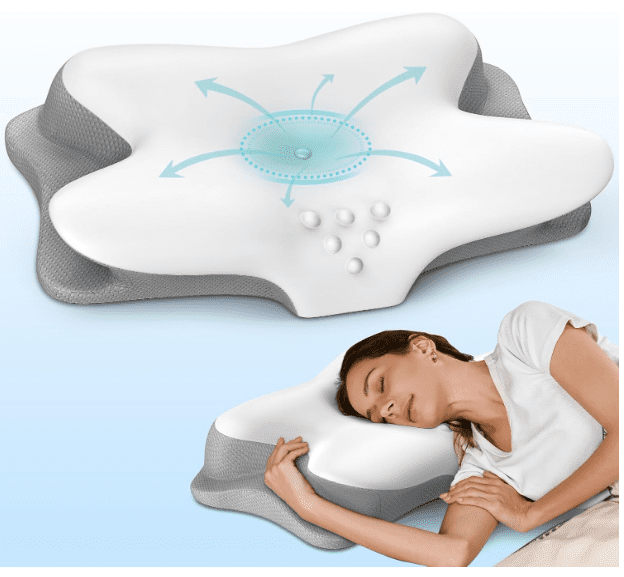 Ergonomic side sleeper pillow for neck pain, cooling