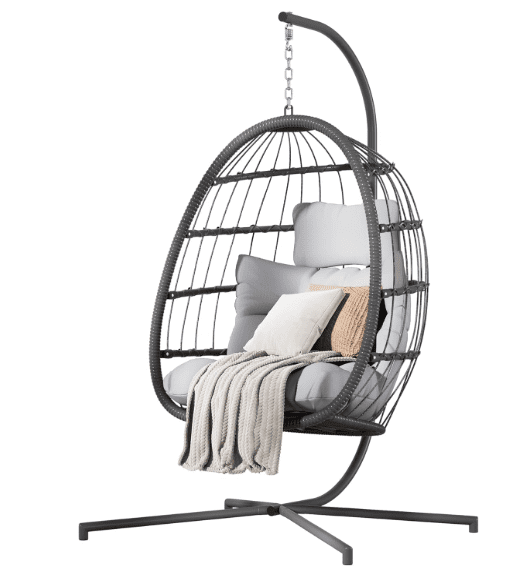 Hanging egg chair with stand