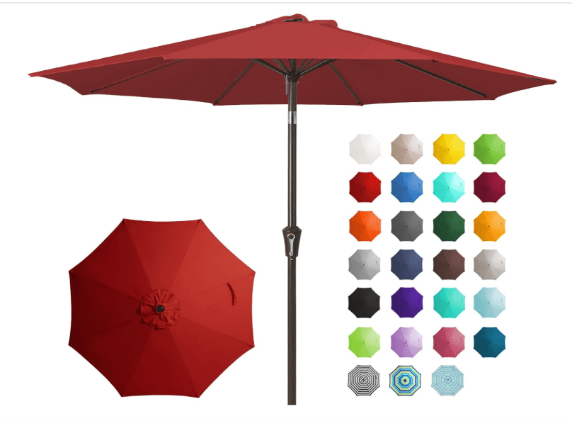 Jearey outdoor patio umbrella, button tilt and crank, uv protection, waterproof