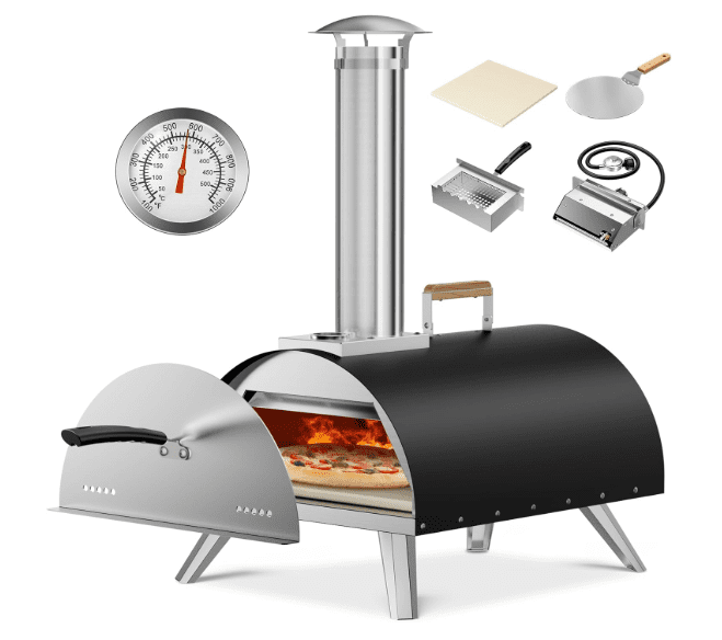 Multi fuel outdoor pizza oven, gas hose & pizza stone