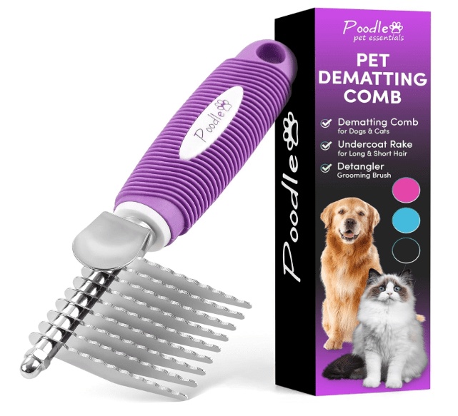 Poodle detangling comb for knotted undercoat hair
