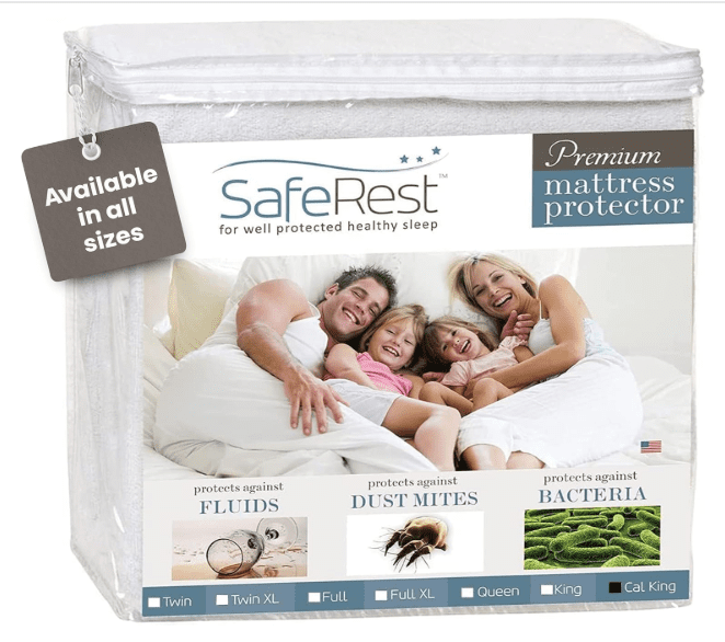 Saferest 100% waterproof mattress protector, california king size