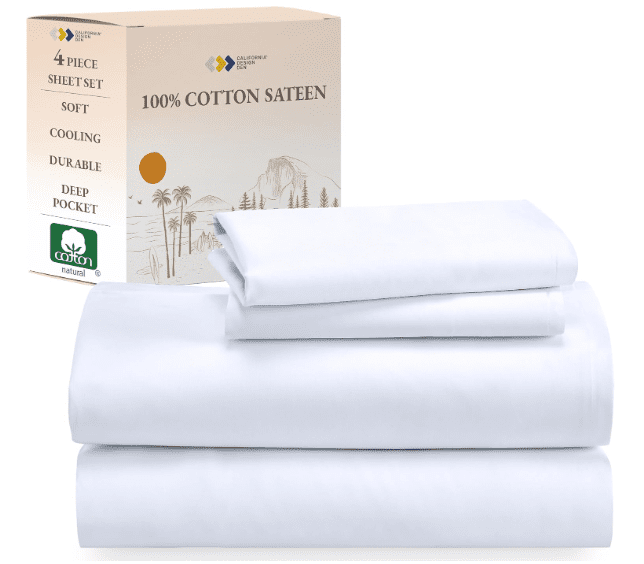 Sateen weave deep pockets california design den bedding, queen sheet set