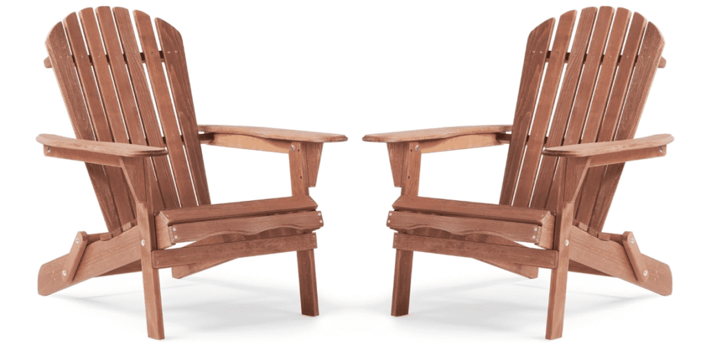 Wooden folding adirondack chair set of 2