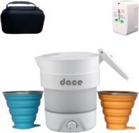 Portable foldable travel kettle with 2 cups