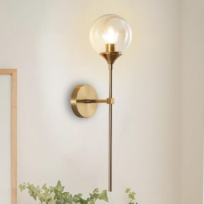 Brushed brass gold wall mounted sconce