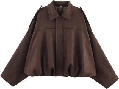 Faux suede bomber jacket, coffee