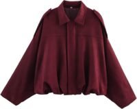 Faux suede bomber jacket, wine red