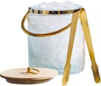Glass ice bucket with airtight lid
