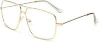 Gold metal frame, clear lenses glasses, non prescription