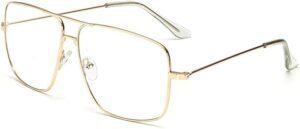 Gold metal frame, clear lenses glasses, non prescription