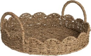 Handwoven tray, scalloped edge
