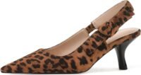 Kitten heel slingback pumps, leopard