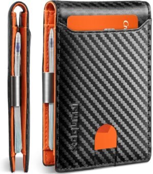 Leather money clip, rfid blocking front pocket bifold wallet