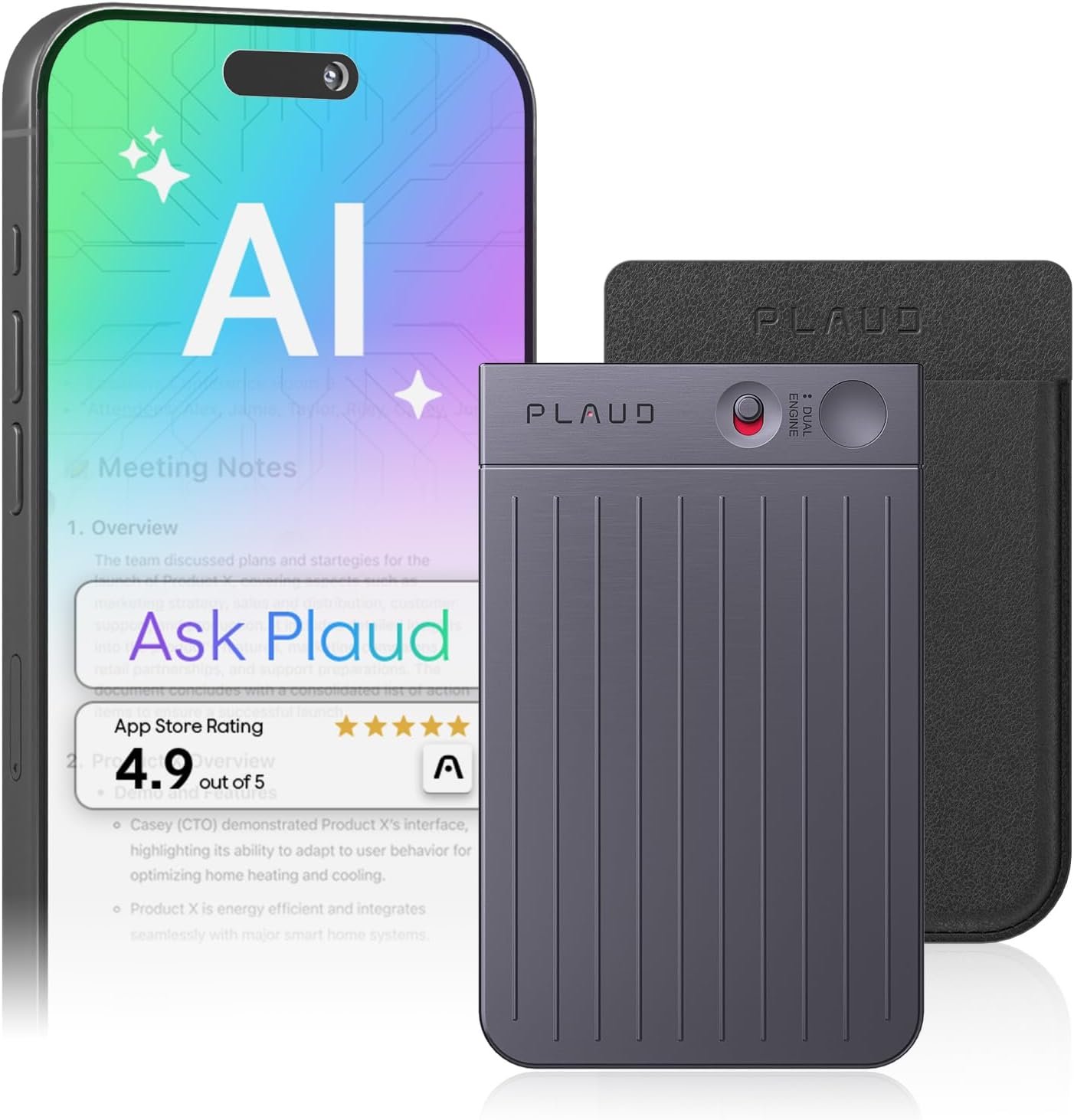 Plaud note ai voice recorder, app control, transcripte & summarize