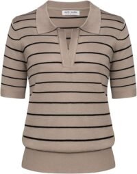 Polo sweater top, short sleeve