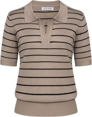 Polo sweater top, short sleeve