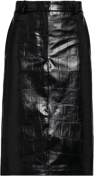 Stella mccartney croco combo midi skirt, black