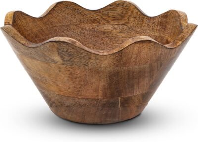 Wooden scalloped bowl