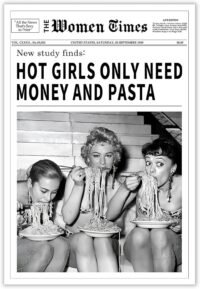 Hot girls eating pasta fashion print