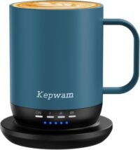 Self heating coffee mug, touch and app controlled