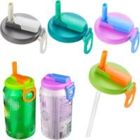 Soda can lids with straw, reusable