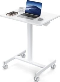 Adjustable small desk on wheels