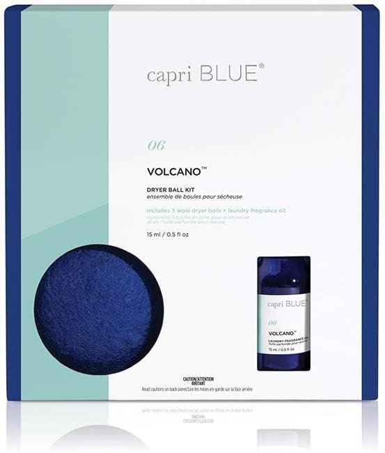 Capri blue volcano dryer ball kit, wool dryer balls + laundry fragrance oil