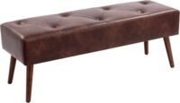 Faux leather bench ottoman