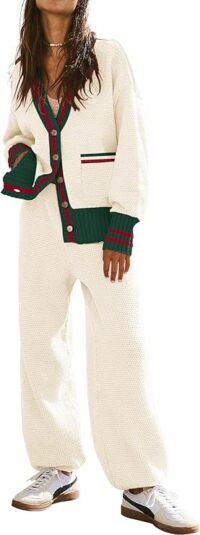 Lounge set, 2 piece, contrast white