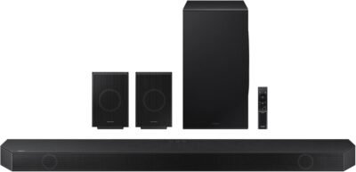 Samsung q99od 11.1.4 soundbar with wireless dolby atmos audio, rear speaker included, q symphony, spacefit sound pro, game mode pro...