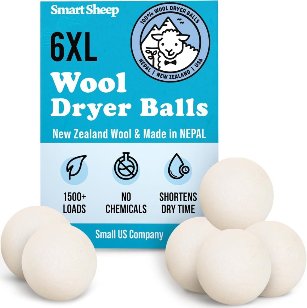 Smart sheep wool dryer balls xl, 6 packs