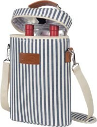 2 bottle insulated wine tote carrier (for parties, BYOB)